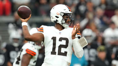 USA; Cleveland Browns quarterback Shedeur Sanders (12)