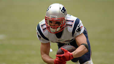 Nov. 30, 2013 - Houston, Texas, U.S - New England Patriots wide receiver Julian Edelman (11) dives for more yards after making a reception during an NFL American Football Herren USA game between the Houston Texans and the New England Patriots at Reliant Stadium in Houston, TX on December 1st, 2013. The Patriots won the game 34-31. NFL American Football Herren USA 2013 - Houston Texans vs New England Patriots - ZUMAs12