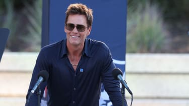 Retired New England Patriot Hall of Famer Tom Brady speaks