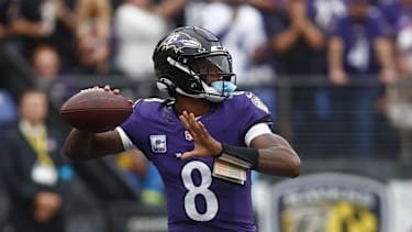 Lamar Jackson in einem NFL-Spiel für die Baltimore Ravens