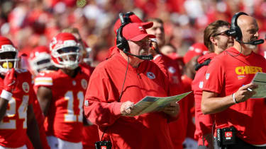 Kansas City Chiefs head coach Andy Reid looks on during an NFL