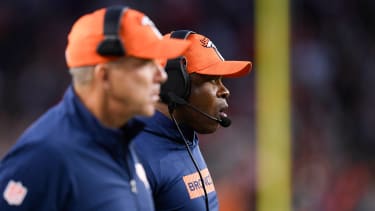 CINCINNATI, OH - DECEMBER 28: Denver Broncos Defensive Coordinator Vance Joseph and Denver Broncos Head Coach Sean Payton look on during the NFL, American Football Herren, USA football game between the Denver Broncos and the Cincinnati Bengals on December 28, 2024, at Paycor Stadium in Cincinnati, Ohio. (Photo by Michael Allio Icon Sportswire) NFL: DEC 28 Broncos at Bengals EDITORIAL USE ONLY Icon116241228093