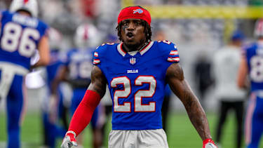 Buffalo Bills Safety C.J. Gardner-Johnson (22) vor dem NFL-Spiel gegen die Houston Texans.
