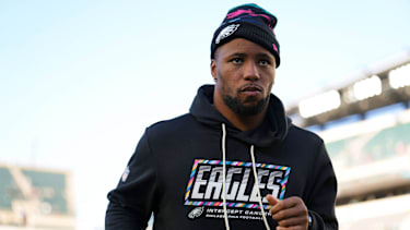 Philadelphia Eagles Running Back Saquon Barkley (26) nach dem NFL-Spiel gegen die Carolina Panthers am 18. Oktober 2026 im Lincoln Financial Field in Philadelphia, Pennsylvania.