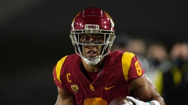 Los Angeles, California, USA; Southern California Trojans wide receiver Amon-Ra St. Brown (8)