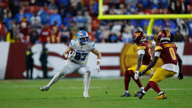 Landover, Maryland, USA; Detroit Lions tight end Sam LaPorta (87)