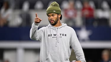 Nov 3, 2025; Arlington, Texas, USA; Arizona Cardinals quarterback Kyler Murray (1) warms up before the game against the Dallas Cowboys at AT&amp;T Stadium. Mandatory Credit: Jerome Miron-Imagn Images