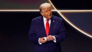 Dec 5, 2025; Washington, District of Columbia, USA; United States president Donald Trump on stage during the FIFA World Cup 2026 Final Draw at John F. Kennedy Center for the Performing Arts. Mandatory Credit: Amber Searls-Imagn Images