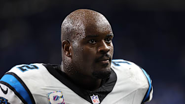 Taylor Moton von den Carolina Panthers in einem NFL-SPiel