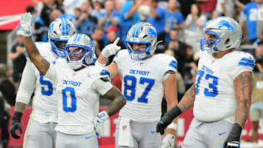 Jahmyr Gibbs in einem NFL-Spiel für die Detroit Lions gegen die Arizona Cardinals